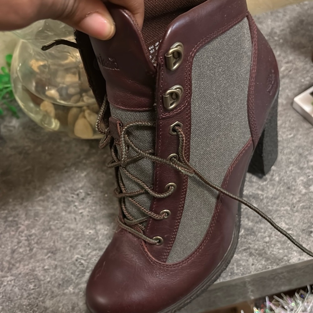Burgundy timberland ankle boots worn twice